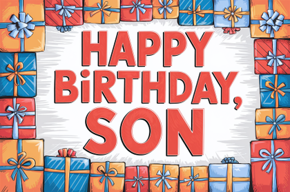 Happy Birthday Son Card with Gift Boxes