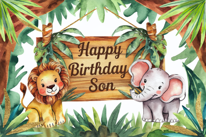 Watercolor Jungle Birthday Son Card