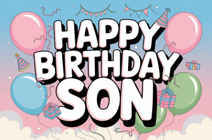 Happy Birthday Son – Pastel Balloons