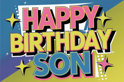 Happy Birthday Son Pop Art Greeting Card