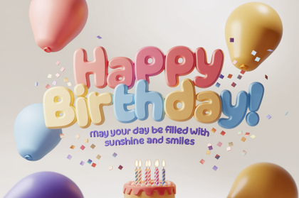 3D Rendered Happy Birthday Greeting Card