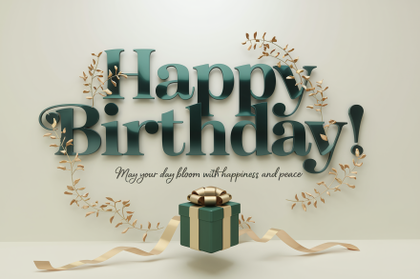 Elegant 3D Rendered Happy Birthday Card With Gift
