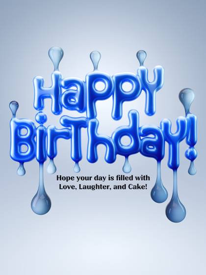 3D Blue Dripping Happy Birthday