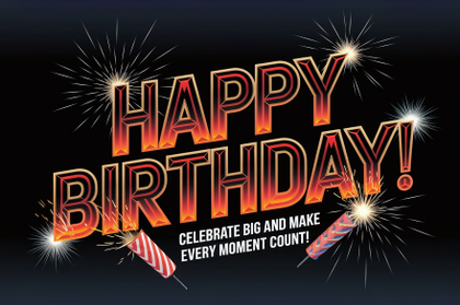 Happy Birthday with Firework Design