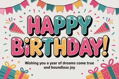 Happy Birthday Card With Festive Decorations