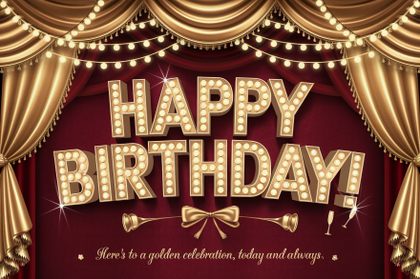 Happy Birthday with Golden Lights