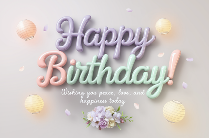 Pastel Birthday Card with Balloons