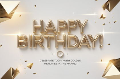 Elegant Golden Happy Birthday Greeting Card
