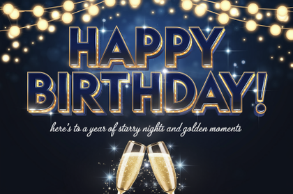 Elegant Golden Happy Birthday Card