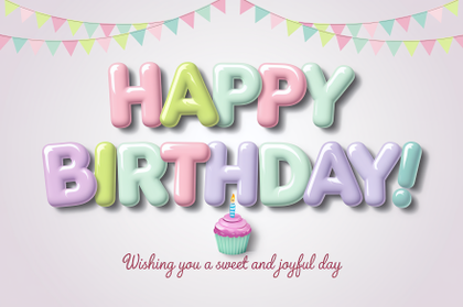 Happy Birthday Card With Cute Balloons