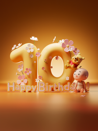 3D Render of a Tenth Birthday Celebration