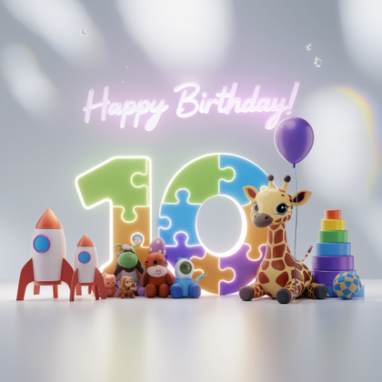 Happy 10th Birthday! 3D Render Scene