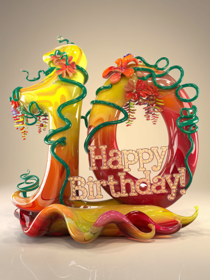10th Birthday Glass Sculpture: Happy Birthday!