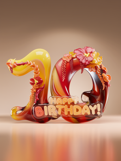 Festive 10th Birthday Glass Sculpture