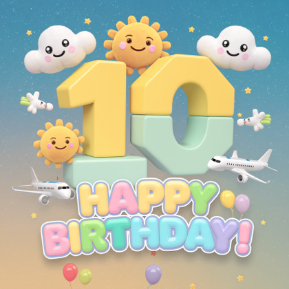 Happy 10th Birthday! 3D Render Illustration