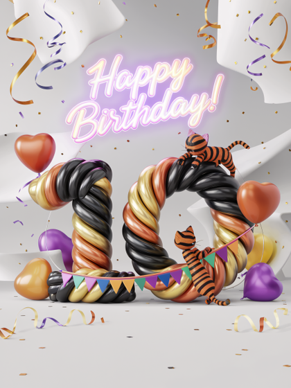 Happy 10th Birthday! Festive 3D Render