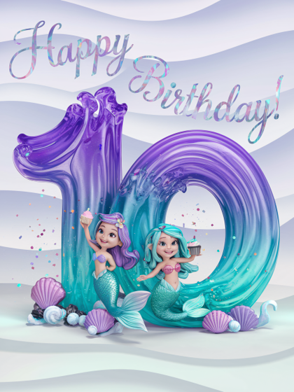 Happy 10th Birthday Mermaid Party Invitation