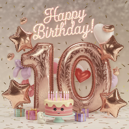 Happy 10th Birthday! Festive Rose Gold Celebration
