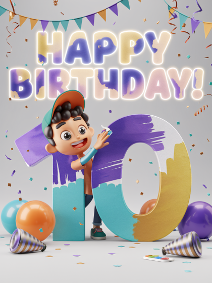 Happy 10th Birthday! 3D Render