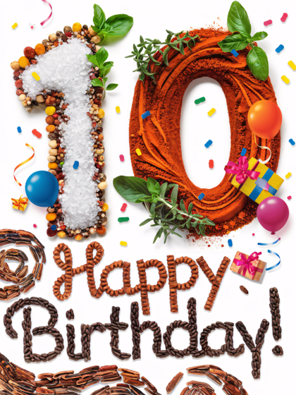 Tenth Birthday Celebration Made of Spices and Salt