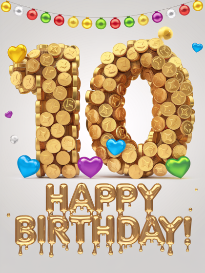 Happy 10th Birthday! Gold Coin Celebration