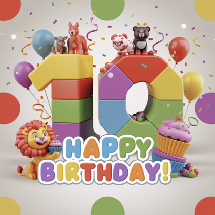Happy 10th Birthday! Colorful 3D Render