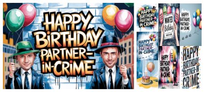 30 Free “Happy Birthday Partner In Crime” Designs for Your Favorite Accomplice!