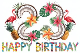 Tropical 23rd Birthday Invitation with Flamingos and Pineapples