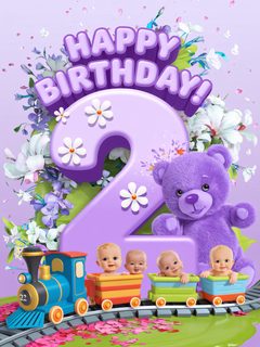 Happy 2nd Birthday: Cute 3D Illustration