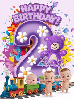 Happy 2nd Birthday! Festive 3D Illustration