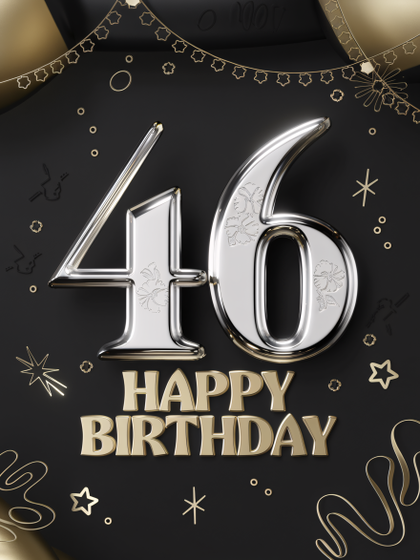 Free Download Elegant 46th Birthday Card Design