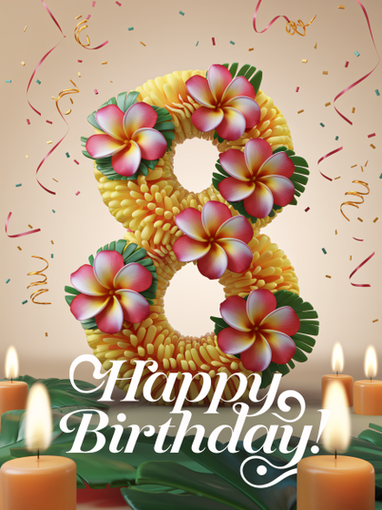 Free Download 3D Render of Number 8 with Rope Design and Birthday Elements