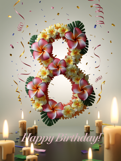 Free Download 3D Render of Number 8 with Rope Design and Birthday Elements