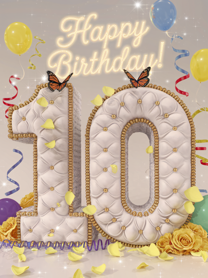Elegant 10th Birthday Cake Number Design