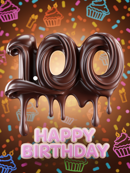 Dripping Chocolate 100 Happy Birthday Card
