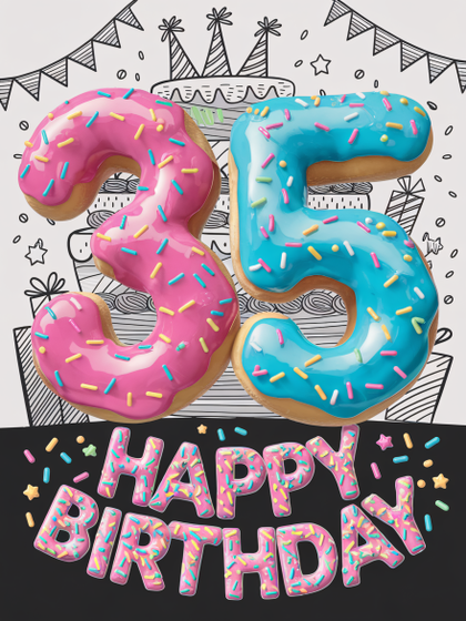 Free Download 35th Birthday Donut Illustration