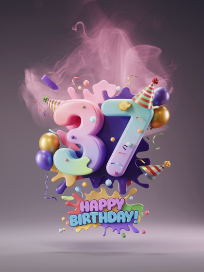 Free Download Happy 37th Birthday! Colorful 3D Render