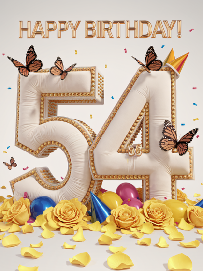 Free Download Happy 54th Birthday! 3D Rendered Cake