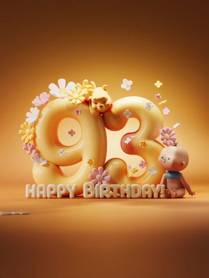 93rd Birthday Celebration with Winnie the Pooh and Baby
