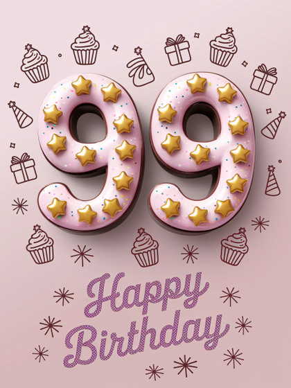 99th Birthday Cake with Decorations