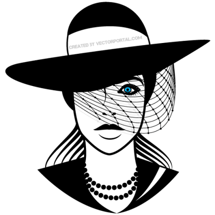 Beautiful Lady with Hat Vector Art