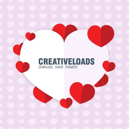 White Paper Heart on Seamless Heart Pattern Vector