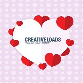 White Paper Heart on Seamless Heart Pattern Vector