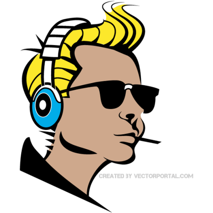 Boy Listening Music Clip Art Vector