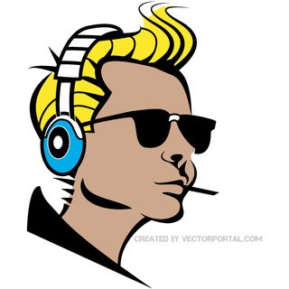 Boy Listening Music Clip Art Vector