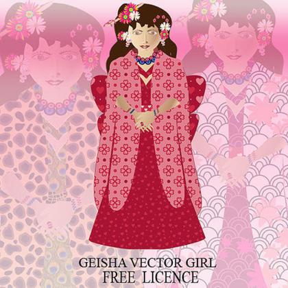 Vector Japanese Geisha Girl Image