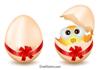 Vector Easter Eggs and Chicken