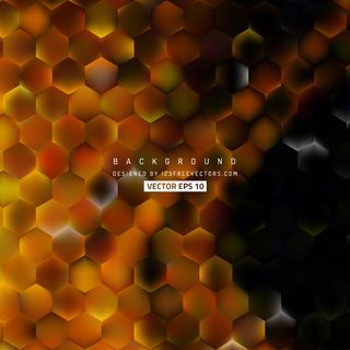 Abstract Black Orange Hexagon Background