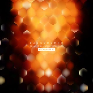 Abstract Black Orange Fire Hexagon Geometric Background
