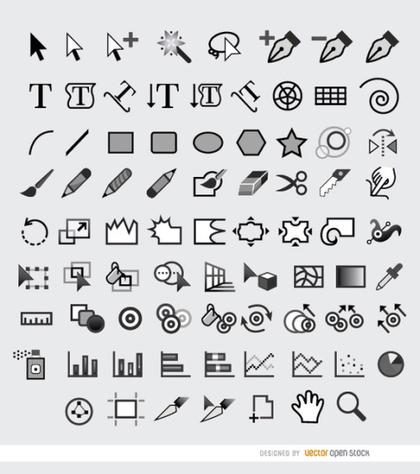 78 Menu Tool Icons Set Free Vector